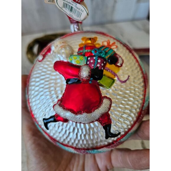 Waterford Santa medallion 3rd RARE glass presents ornament glitter unique heirlo - Picture 8 of 13